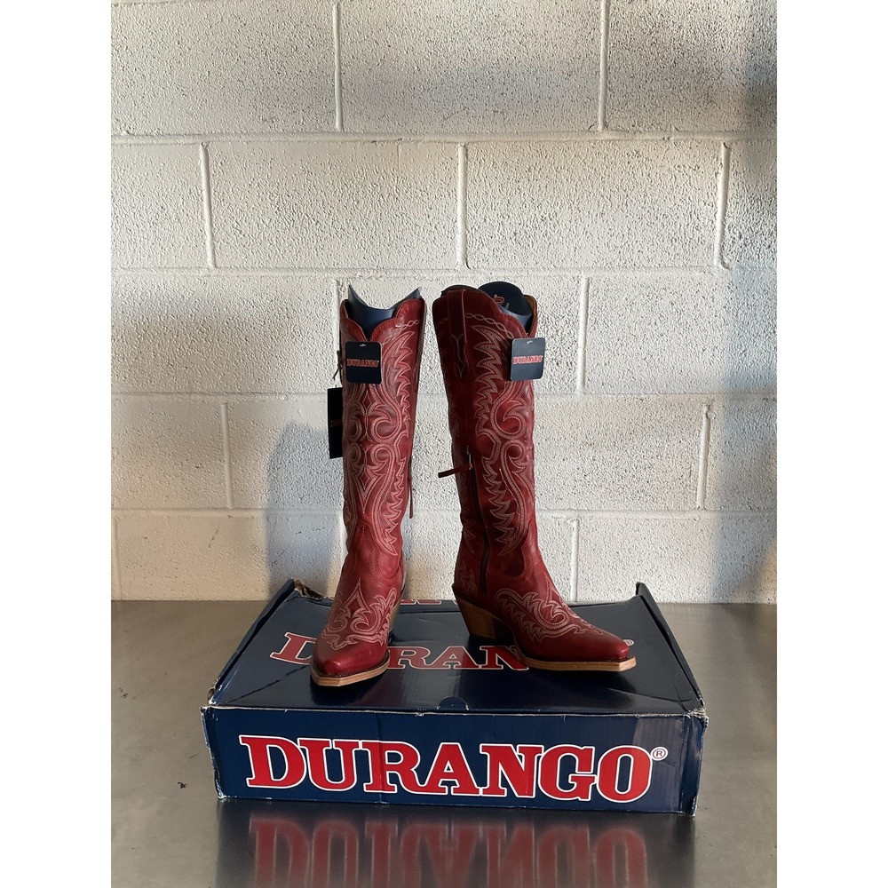 Durango Crush Tall Western Boot Womens 6 Crimson Red Leather Snip Toe DRD0384